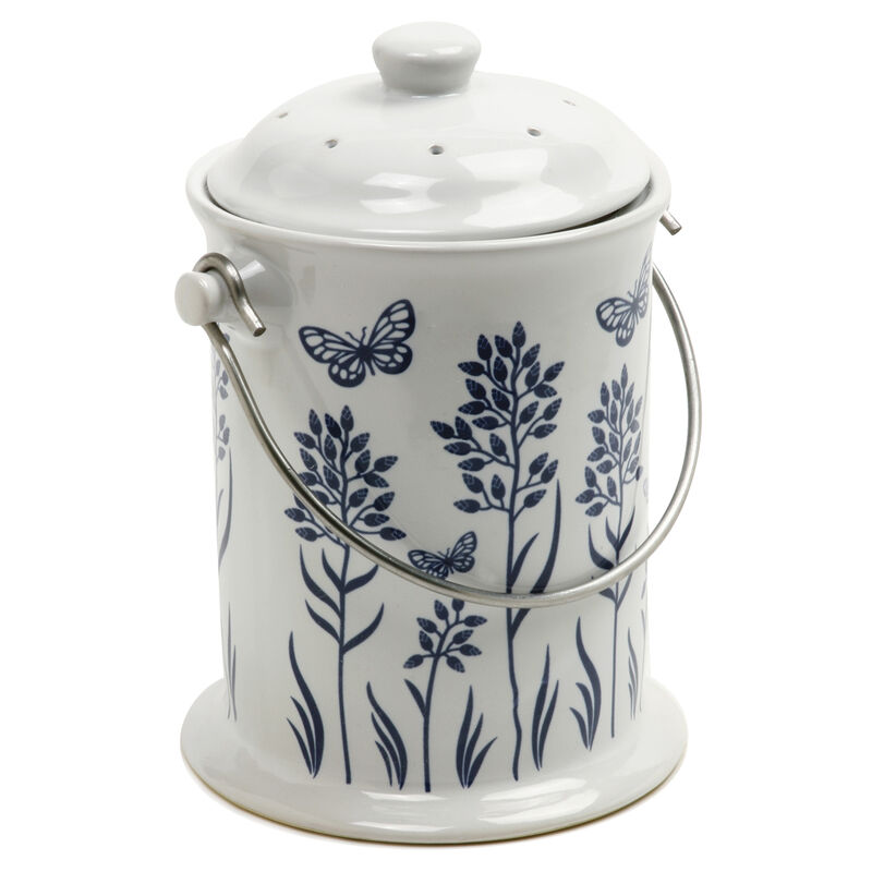 Ceramic Floral &ndash; 3 Qt. Compost Bins & Accessories
