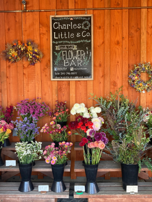 flower stand at Charles Little & Co