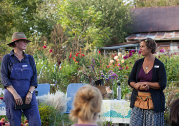 Erin Schneider (L) &amp Mary Jo Borchardt (R) introduce their July From Field to Vase event.