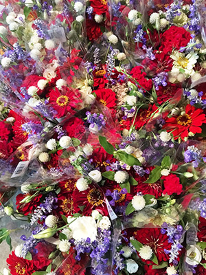 Zinnia blooms are an essential ingredient in Cuts of Color' Texas-sized bouquets.